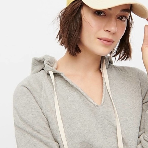 NEW J. Crew Garment Dyed V-Neck Hoodie Sweatshirt - Picture 2 of 13